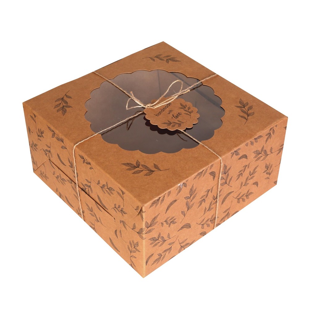 Kraft Cake Boxes with Window (10pcs) - Brown Bakery Boxes for Cakes, Donuts, ...