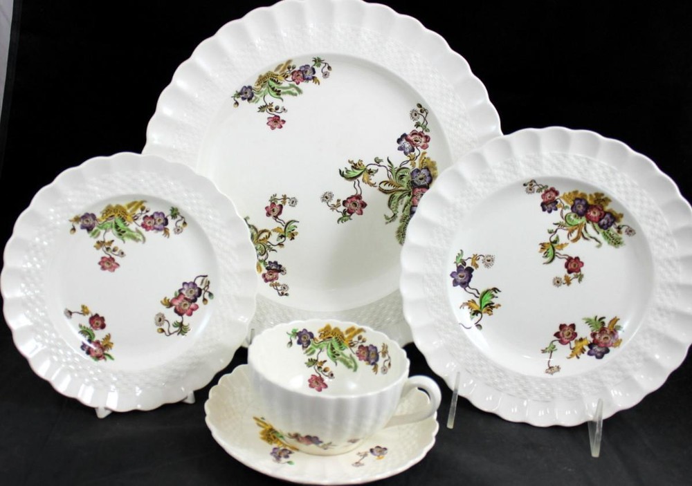 Spode Wicker Lane 5 Piece Place Setting Vintage 2/7519