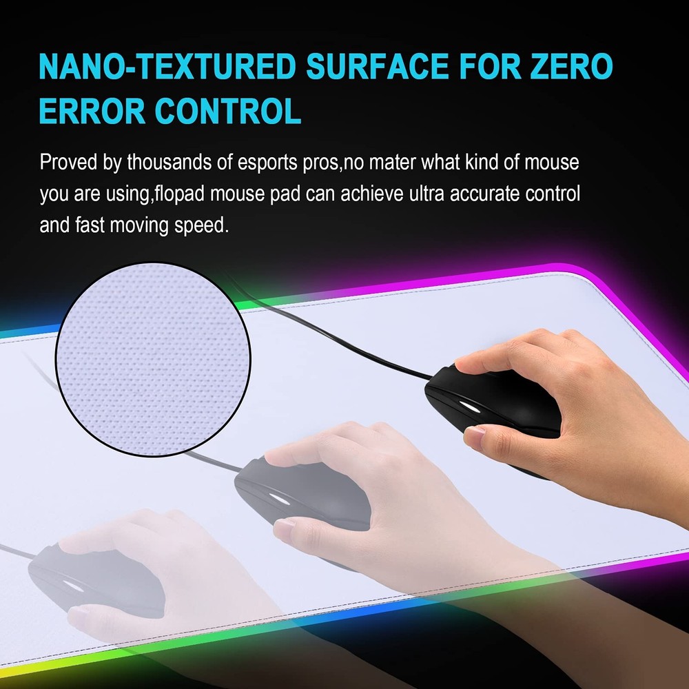 RGB Mousepad Led Mouse Pad, Large Mouse Pad,Led and Big Mouse mat(White)