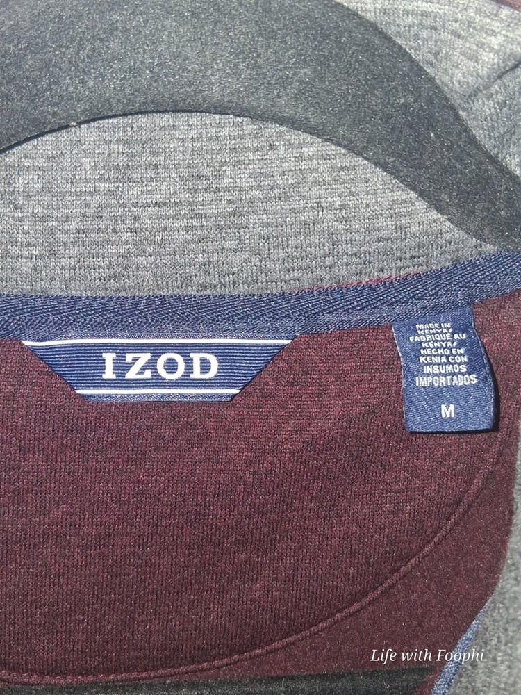 Men Izod Burgundy Half Zip Sweater Size Medium NWT