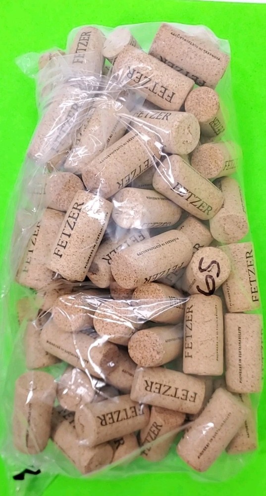 65pc,WINE BOTTLE CORKS GREATER MAJORITY FETZER IF NOT ALL ARE FETZER.