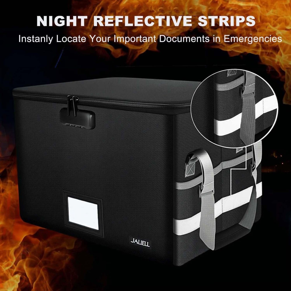 File Box with Lock - Fireproof Document 15.5 x 12 x 10.43 inches, Black