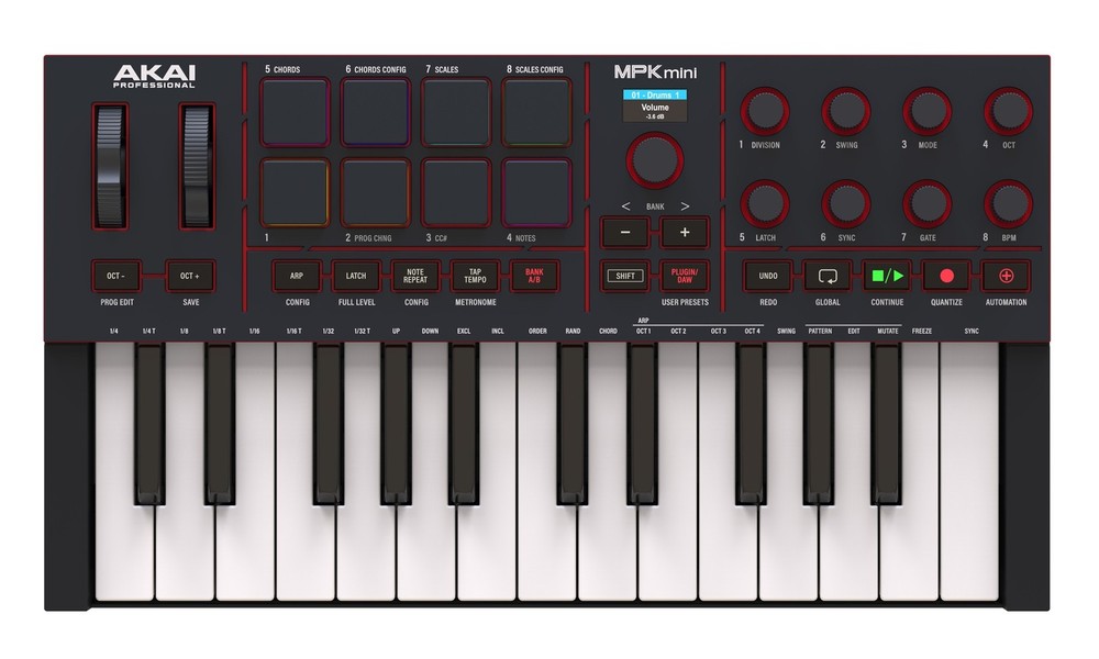 Akai MPK Mini IV - Compact Keyboard and PAD/MIDI Controller (Black)
