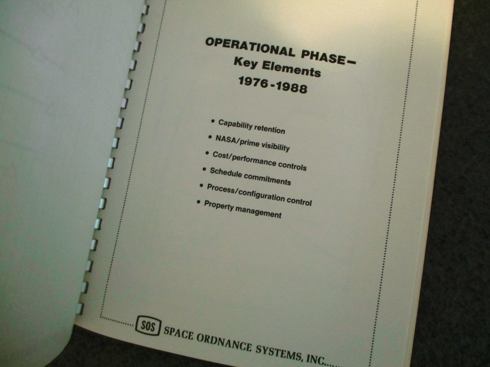 1970s SOS SPACE ORDNANCE SYSTEMS PRESENTATION FOR SPACE SHUTTLE PROGRAM SERVICES