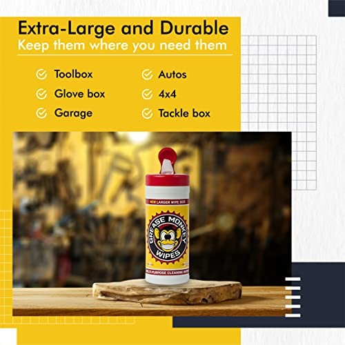 Grease Monkey Wipes, Multi-Purpose, Heavy Duty Cleaning Wipes Assorted Sizes