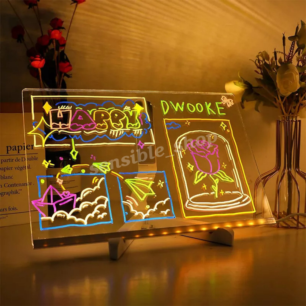 LED Note Board Light Up Acrylic Message Board LED Drawing Board Illuminated Kids