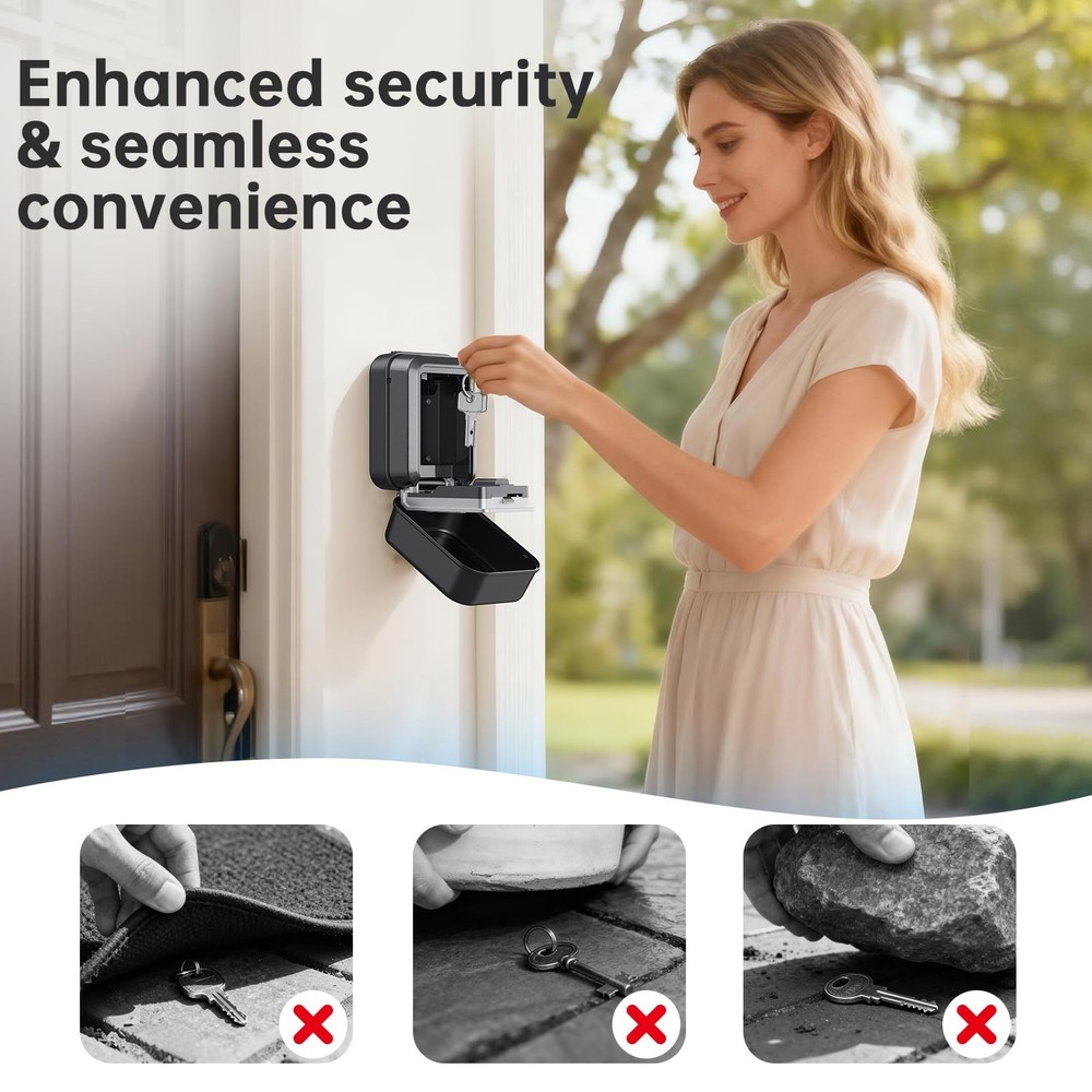 Smart Key Lock Box - Bluetooth APPTuya APP Control PIN Code, IP65 Weatherpro...