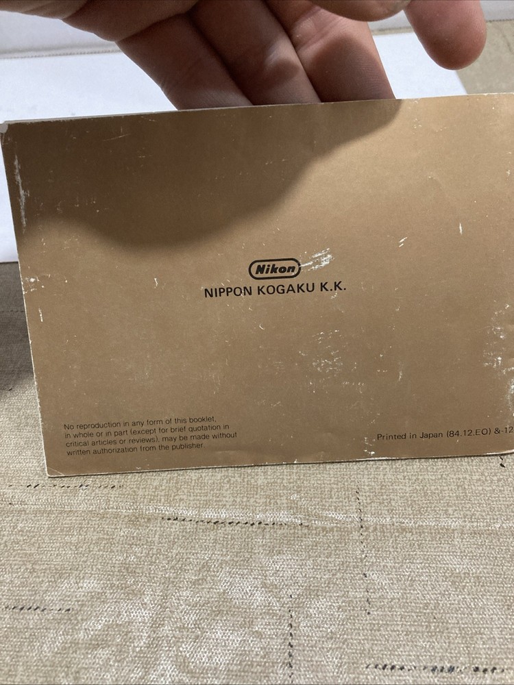 Nikon FG Instruction Manual, Original c1982