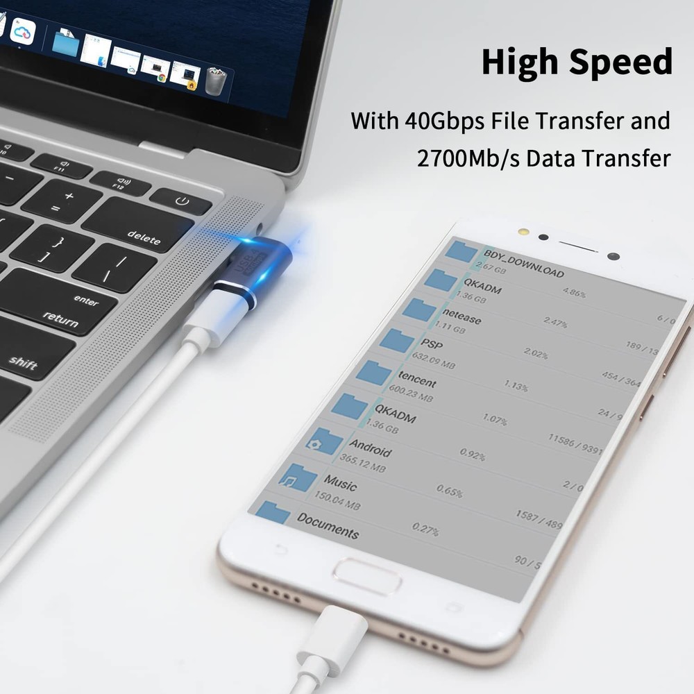 Right Angle USB 4 Type C 40Gbps 8K 100W Charging Adapter Thunderbolt 4/3 Tablet