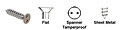 8 x 1-1/2" Flat Head Spanner Tamperproof Type 'A' Sheet Metal Screws - pack of
