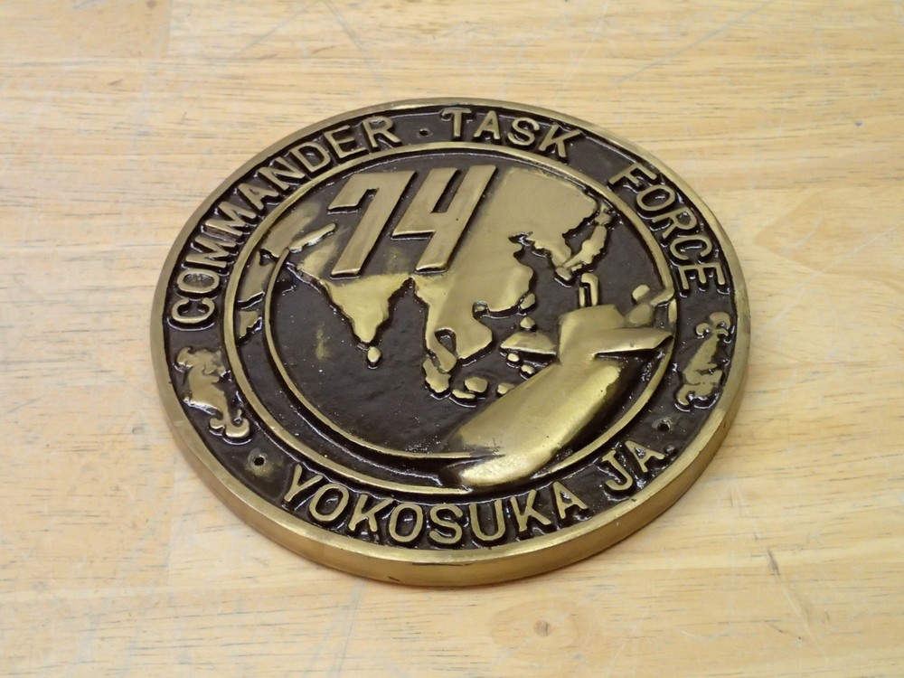 Vintage US Navy Commander Submarine Task Force 74 Brass Plaque