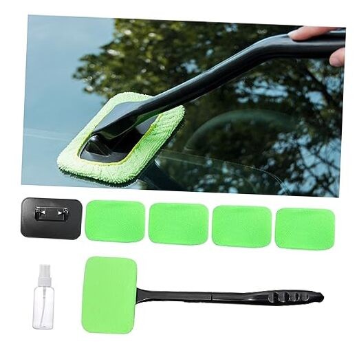 Car Windshield Cleaning Tool, Microfiber Window Cleaner Set with 4 Washable