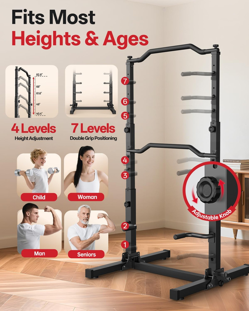 Foldable Pull up Dip Station, Pull up Bar Free Standing for Home Gym, 450LBS Sta