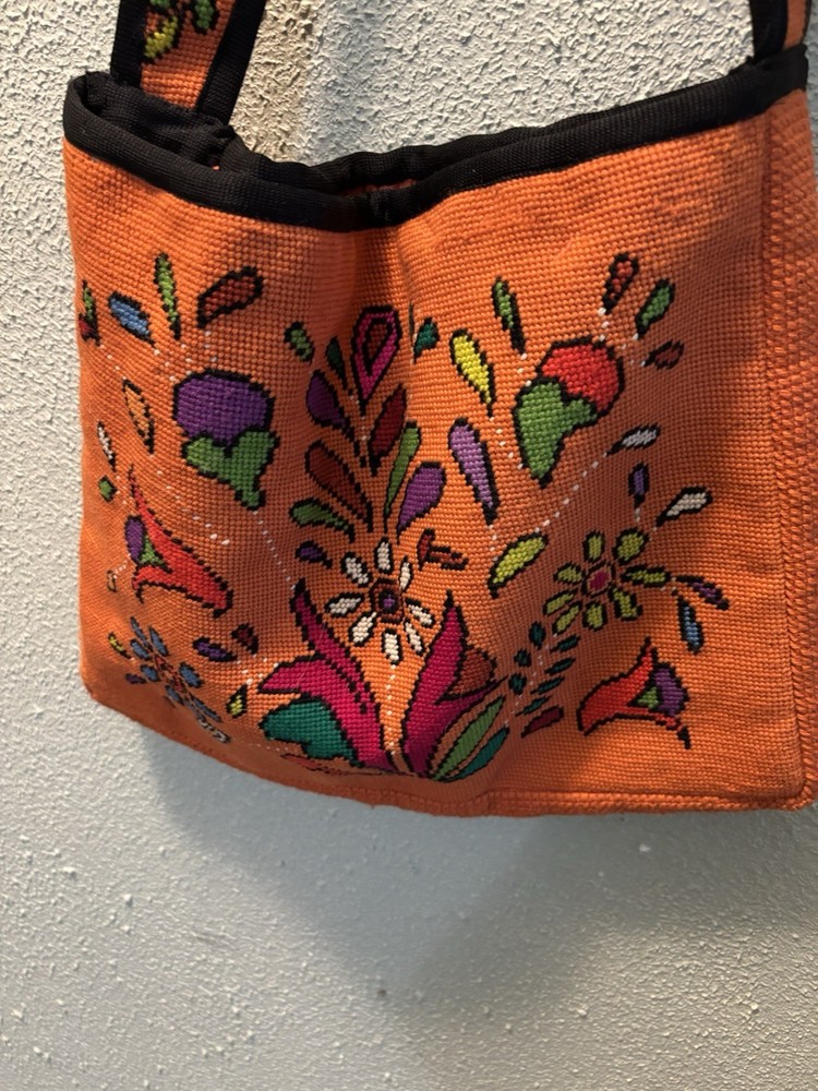 Needlepoint “Two Birds” Canvas Tote Bag