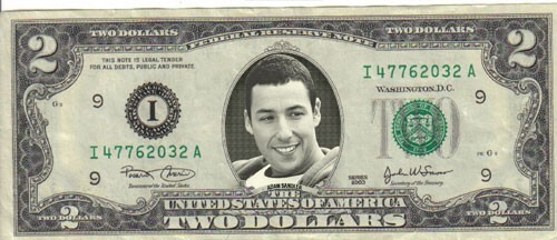 Adam Sandler $2 Dollar Bill mint Real