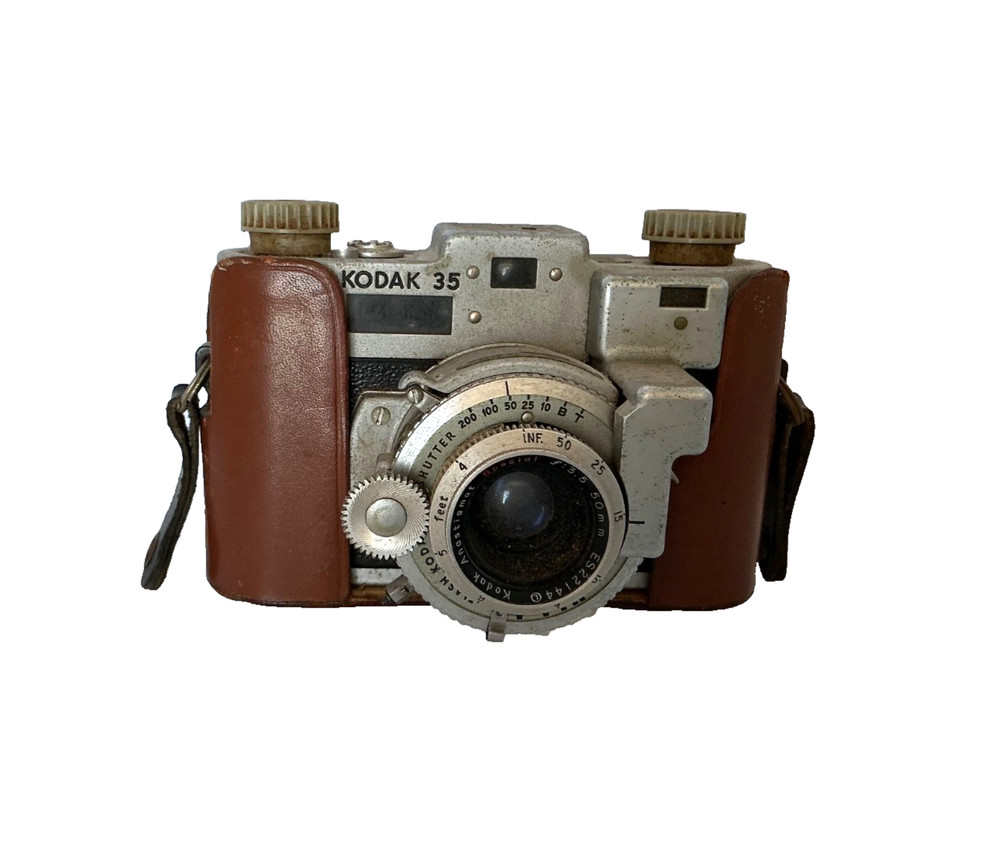 vtg Kodak Automatic 35F Camera with Strap And Leather Case untested