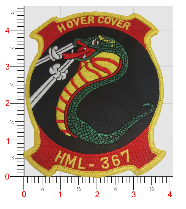 MARINE CORPS HML-367 SCARFACE SQUADRON EMBROIDERED HOOK & LOOP PATCH