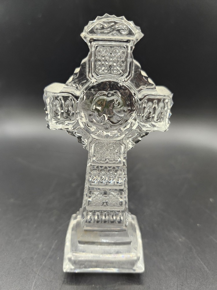 Galway Crystal Irish Celtic Cross With Tiered Base 5" Tall