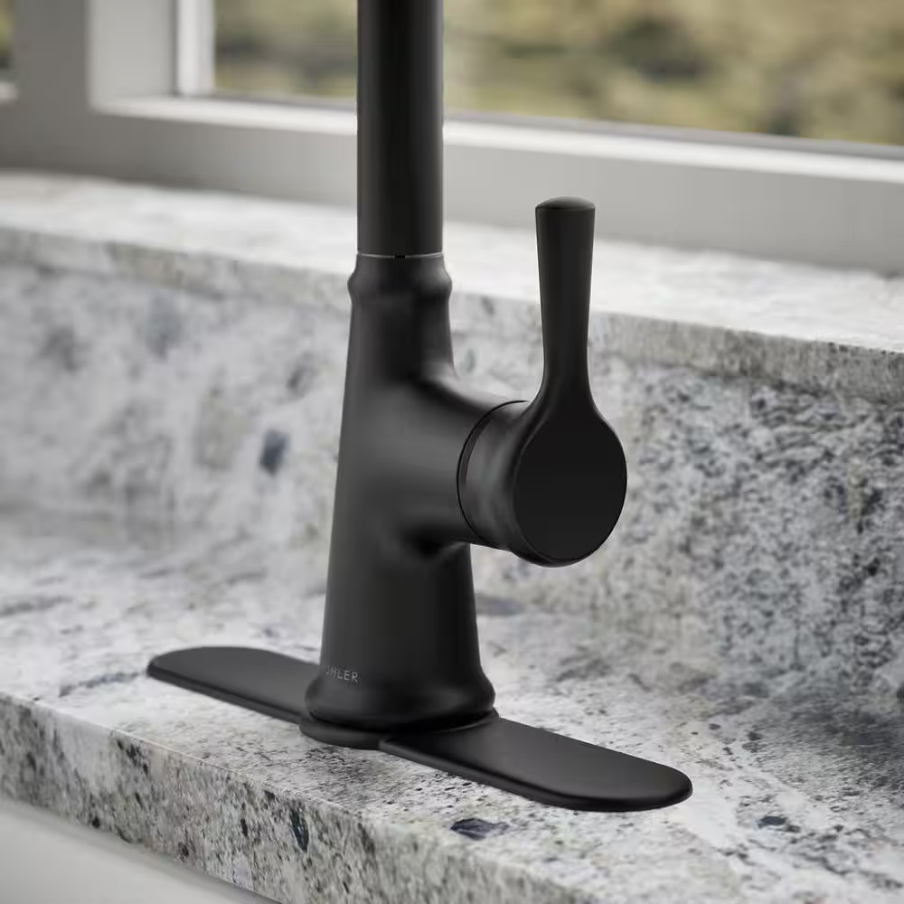KOHLER Tyne Single-Handle Pull-Down Sprayer Kitchen Faucet in Matte Black
