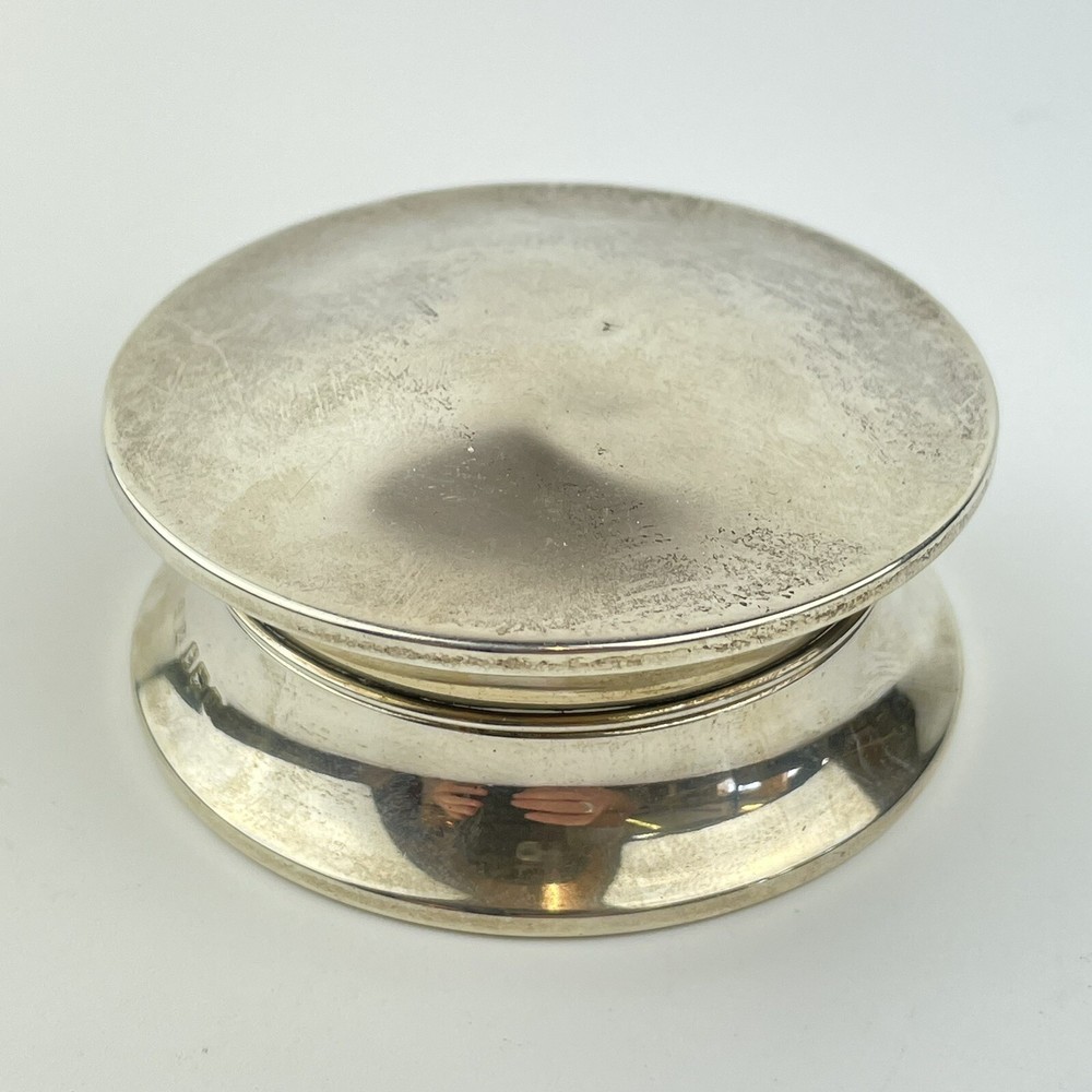 Antique Solid Silver Round Trinket Box Herbert Scott Murdoch 1918 6.8cm