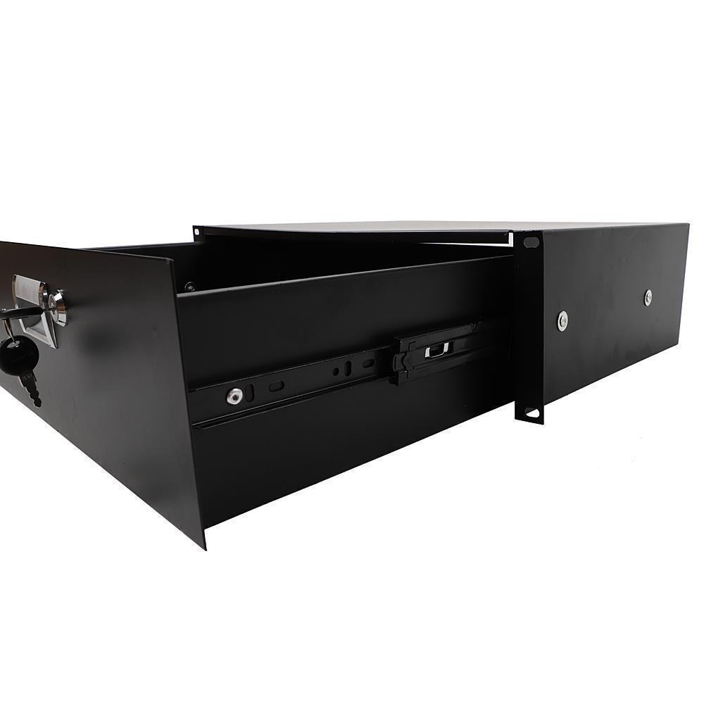 19 Inch Rack Mount DJ Locking Lockable Deep Drawer with Key 3U