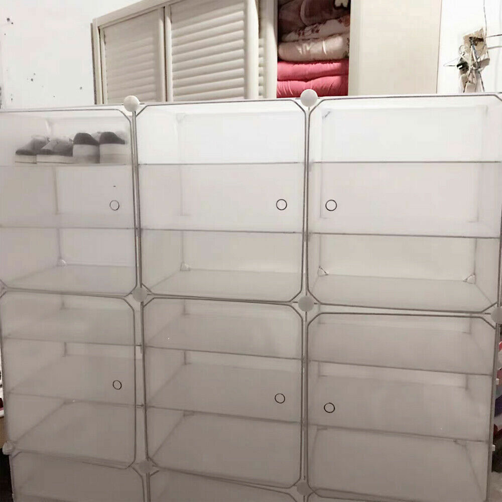 12-Tier Shoe Rack Organizer Stackable Closet 96/72 Pair Shoe Box Storage Cabinet