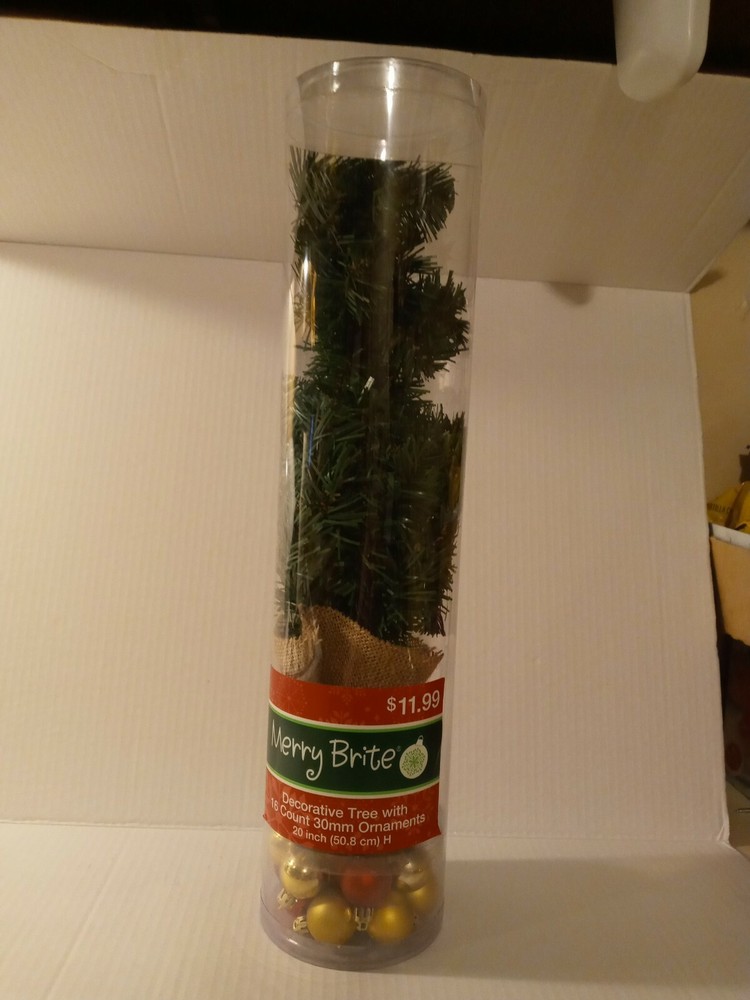 20" Artificial Tabletop Mini Christmas Tree With Ornaments