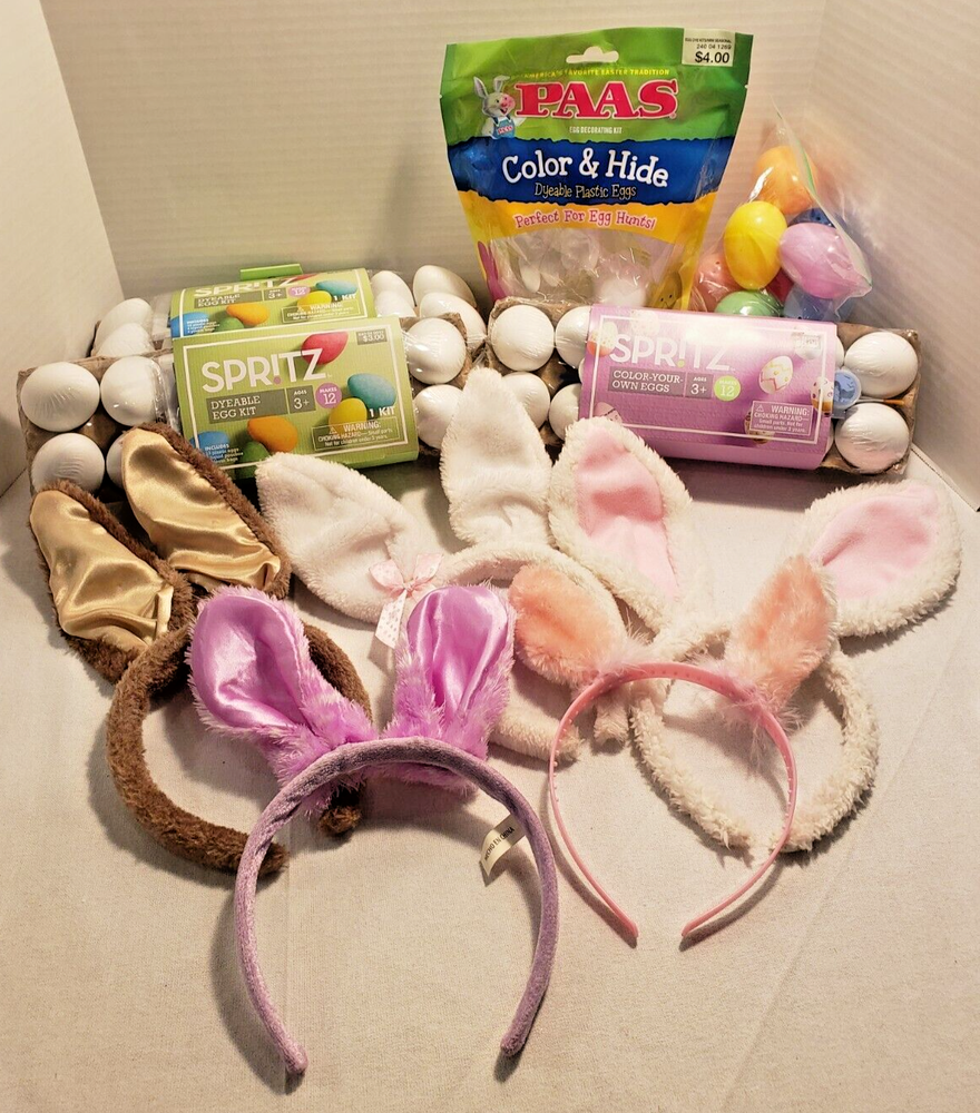 EASTER BUNDLE SET for KIDS - EGG DYE, PLASTIC EGGS, EASTER BUNNY EARS