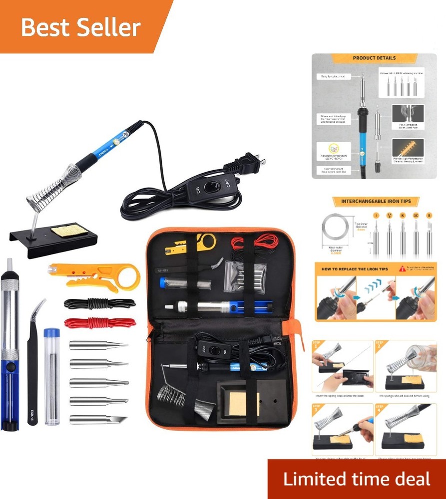 Versatile Soldering Iron Kit with Silicone Handle - Perfect for DIY Projects