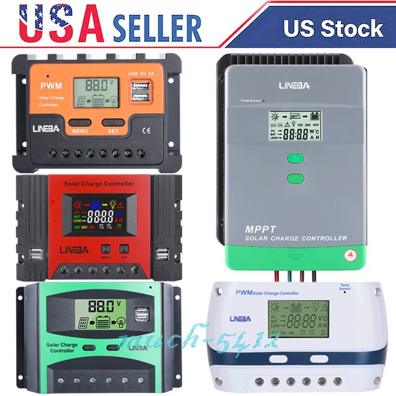 MPPT PWM Solar Charge Controller 30A-100A Auto Focus Tracking Panel Regulator