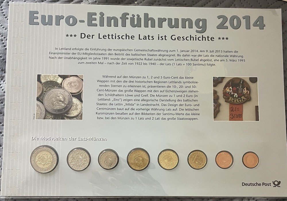 LATVIA LATEST ISSUE COINS LATS IN FOLDER