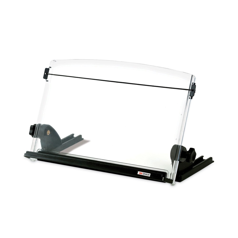 3M In-Line Adjustable Desktop Copyholder, Plastic, 150 Sheet Capacity, Black/Cl