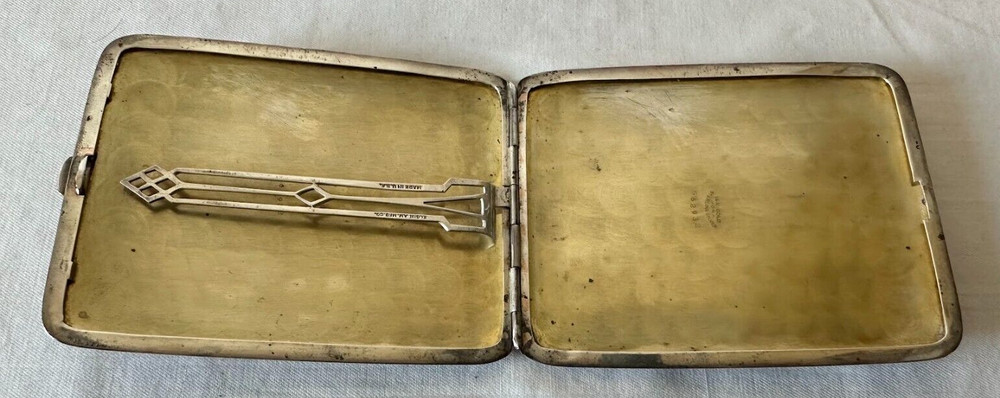 Antique Elgin Sterling silver & Gold Striped & Engraved Cigarette Case