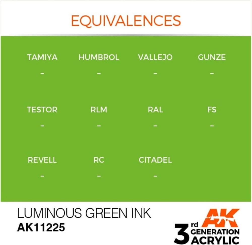 AK Interactive 3G Acrylic Luminous Green INK 17ml