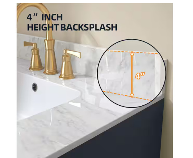 NTQ 24 in. Real Marble Vanity Backsplash Marble Bathroom Vanity Back Splash