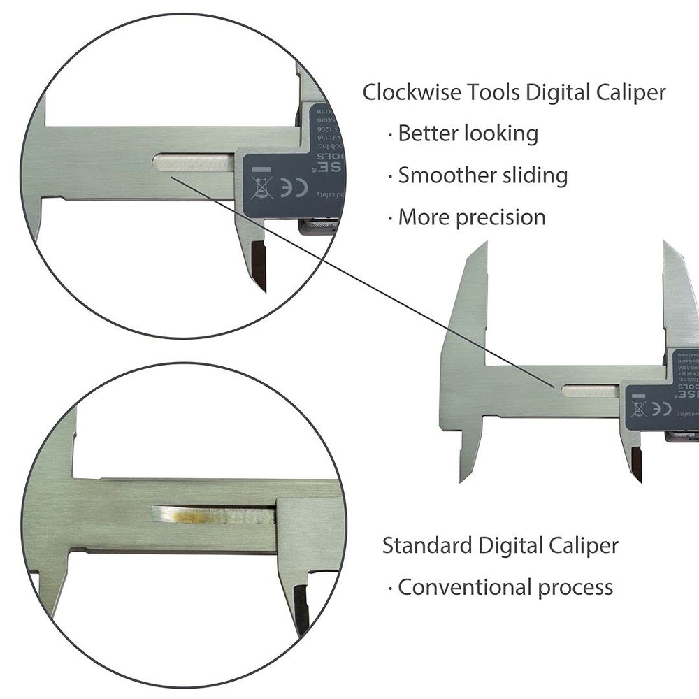 Clockwise Tools DCLR-0805 Electronic Digital Micrometer Caliper Inch/Metric/Frac