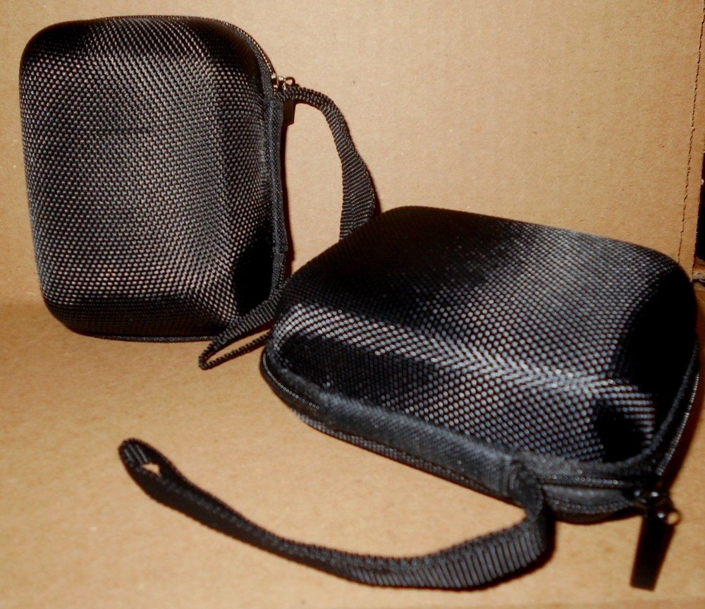 Black Hard-sided 4x3" rectangular Zippered Camera Case Electronics Cards Black