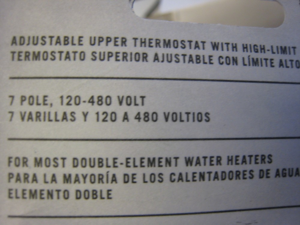 UtiliTech #0362345 Upper Thermostat Double Element Water Heater 7 Pole 120-480V