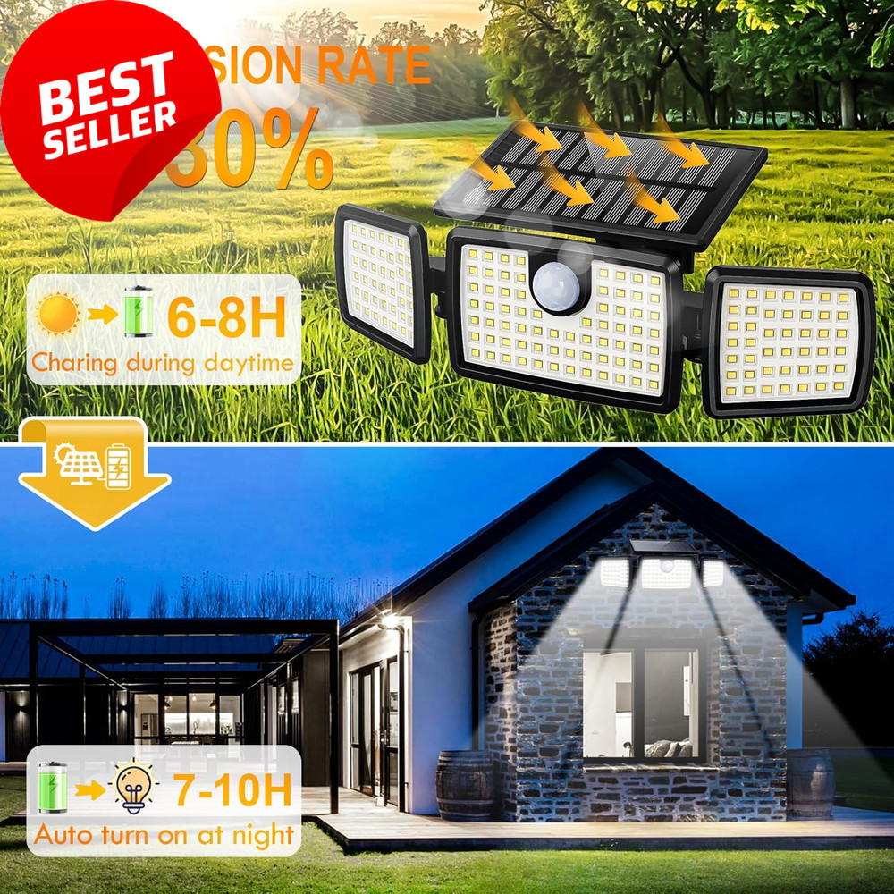 Solar Motion Deck Light Outdoor PIR Sensor Bright Solar Lamp 1 Pack
