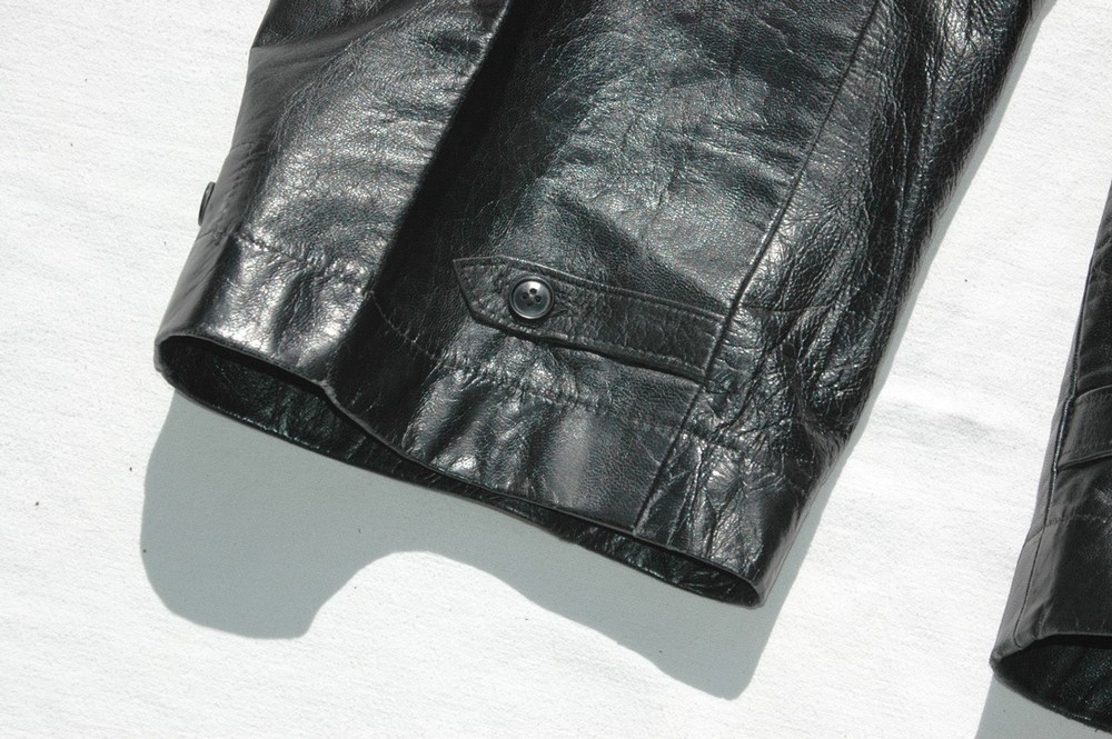 German Original WWII Black Leather Panzer Wrapper Trousers