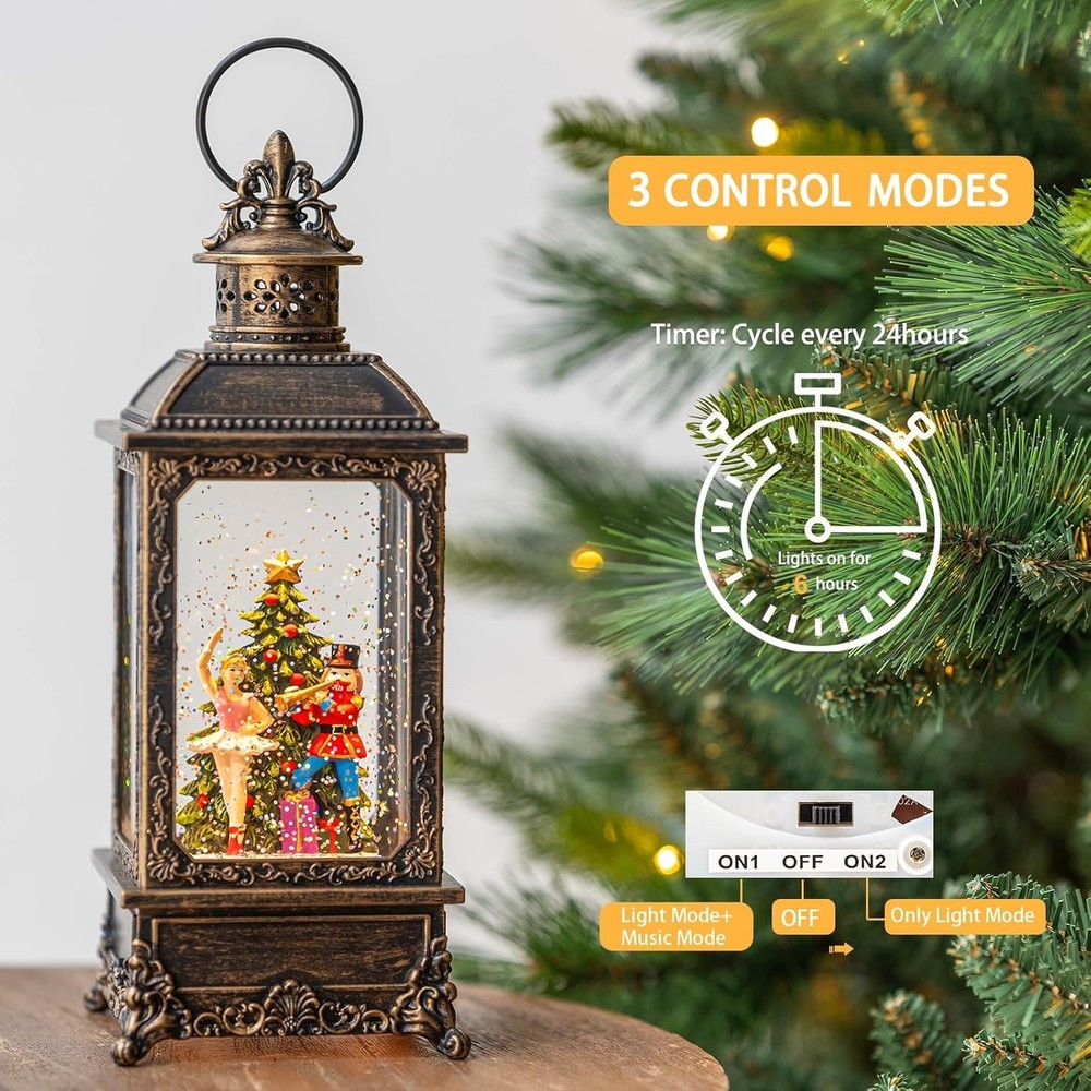 Illuminating Nutcracker Ballerina Snow Globe Lantern - USB/Battery Operated Fun!