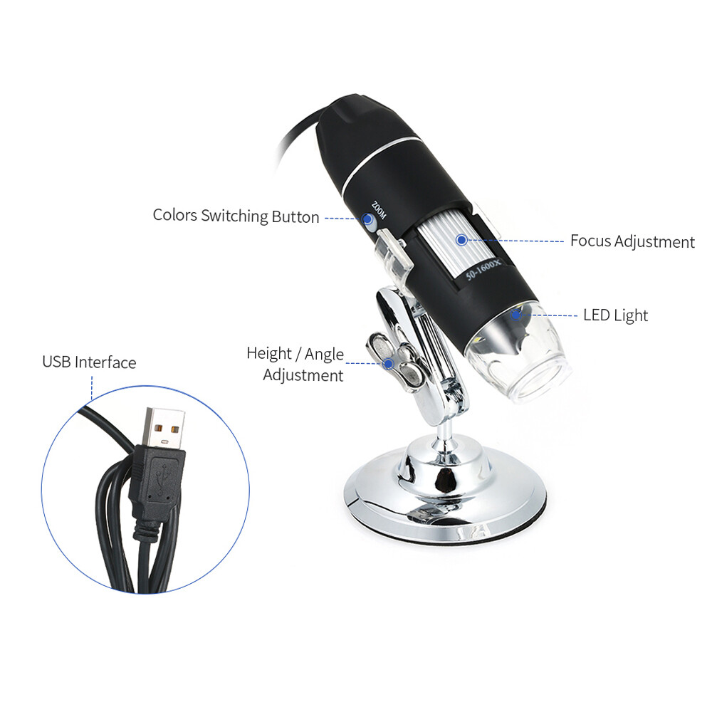 Manual Adjustment 1600X Magnification USB Digital Microscope Magnifier A6P1