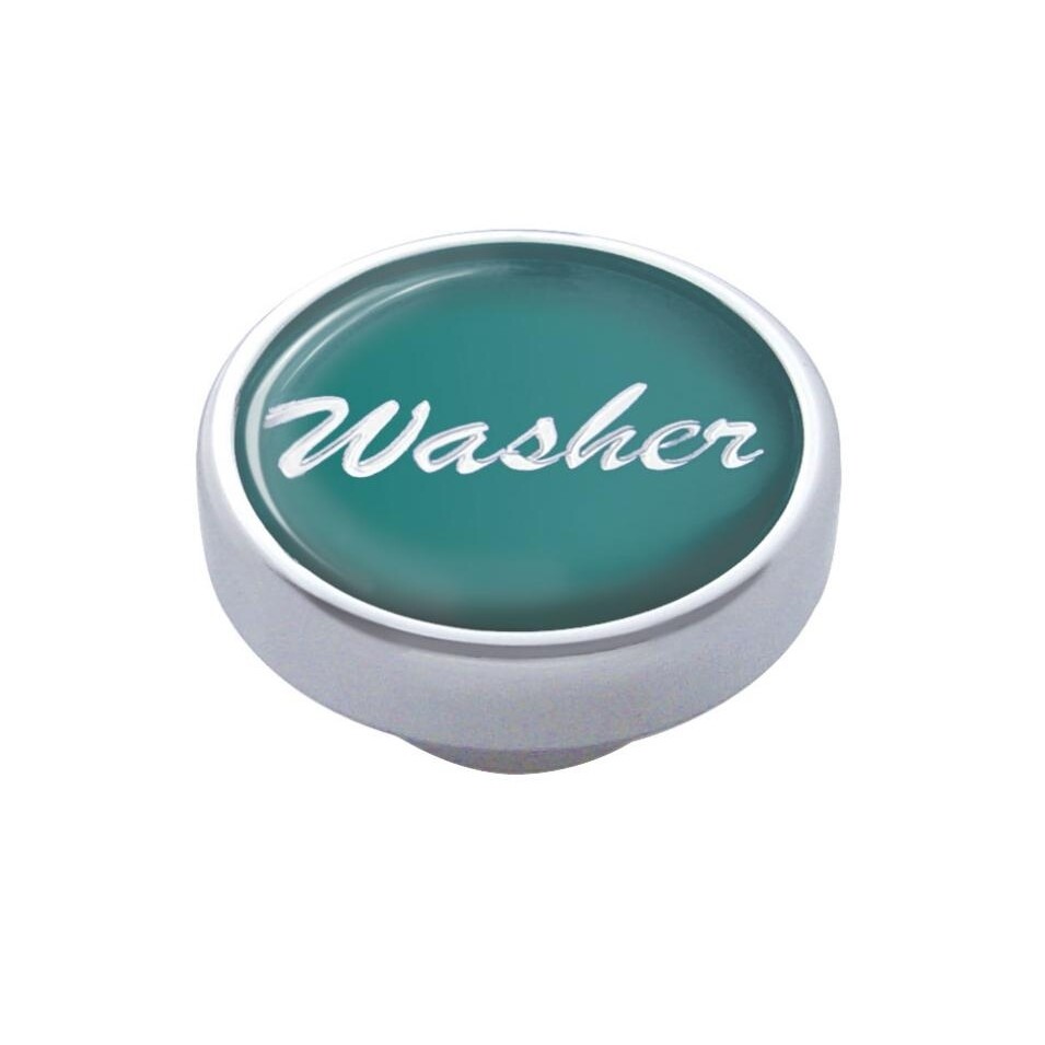 Small Chrome "Washer" Dash Knob - Green Glossy Sticker