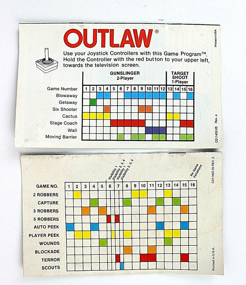 Maze Craze & Outlaw Game Program Instructions Manual Atari 2600 1978 1980
