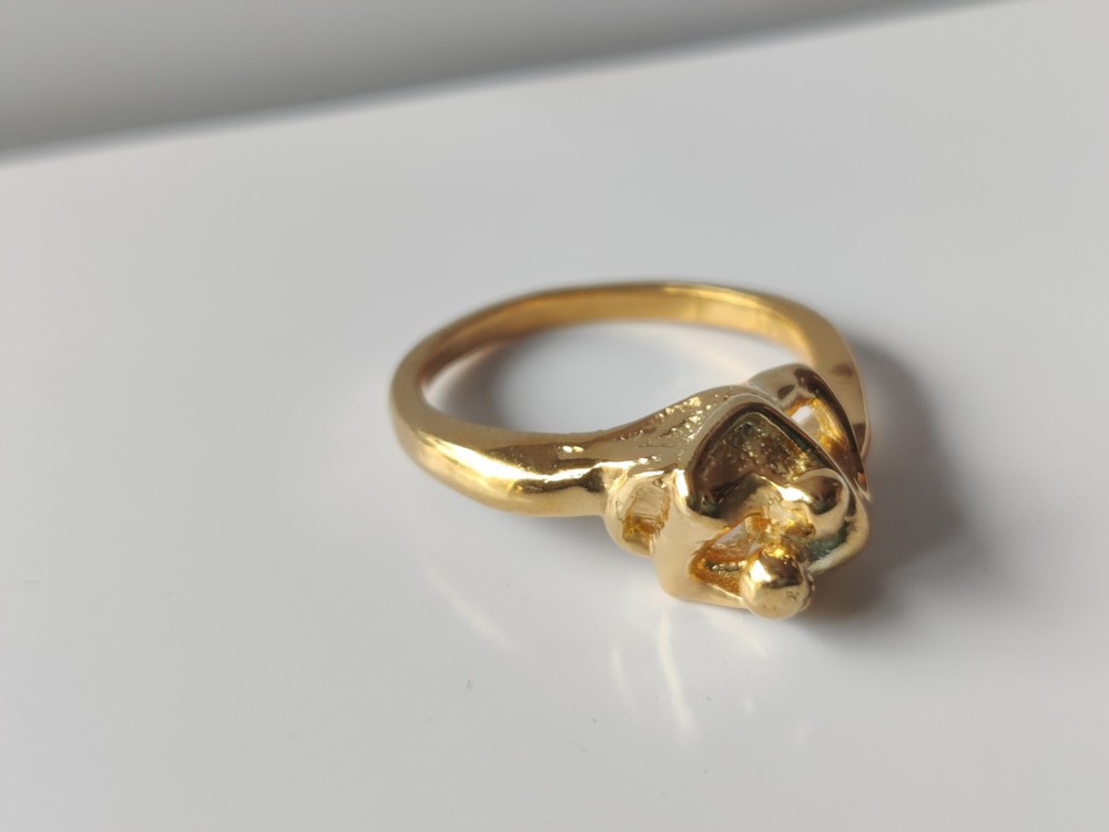 Handmade "Lovers" Ring, 925 Silver, Gold Micron Plating Romantic Gift Hug Design