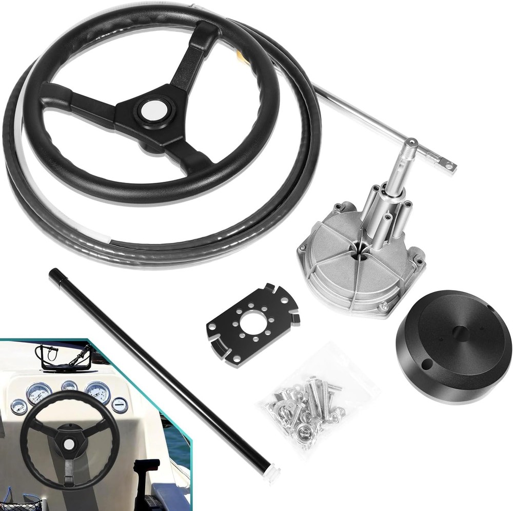 Marine Outboard Rotary Steering System Kit with 15 Feet Steering Control Cable