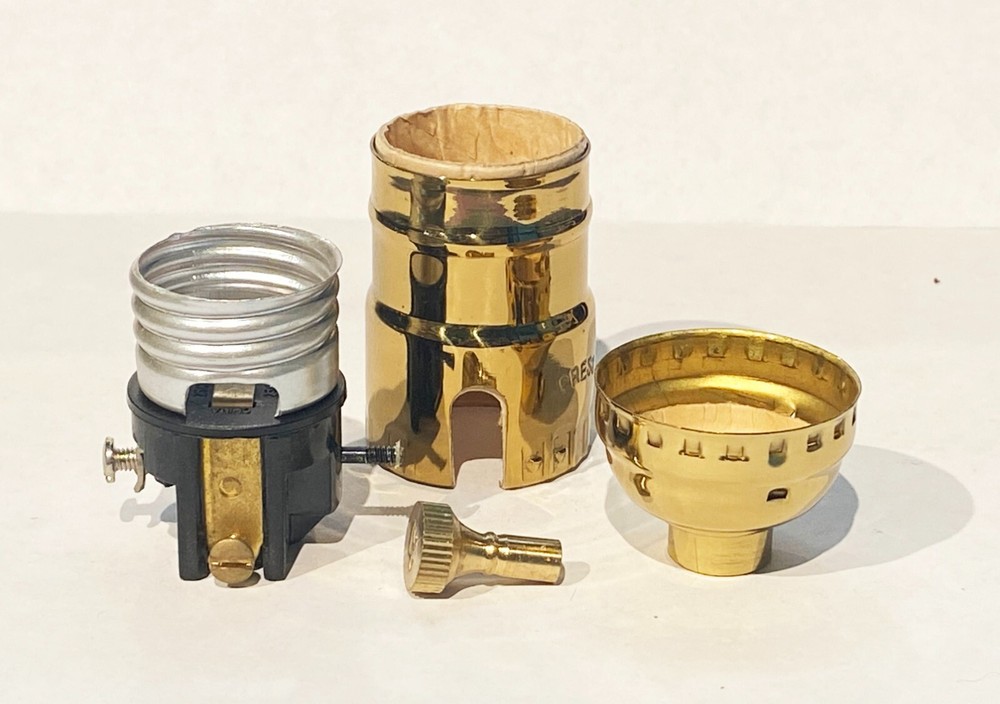 OLD STOCK INDUSTRIAL STYLE SOLID BRASS TURN KNOB 2 WAY MEDIUM BASE LAMP SOCKET