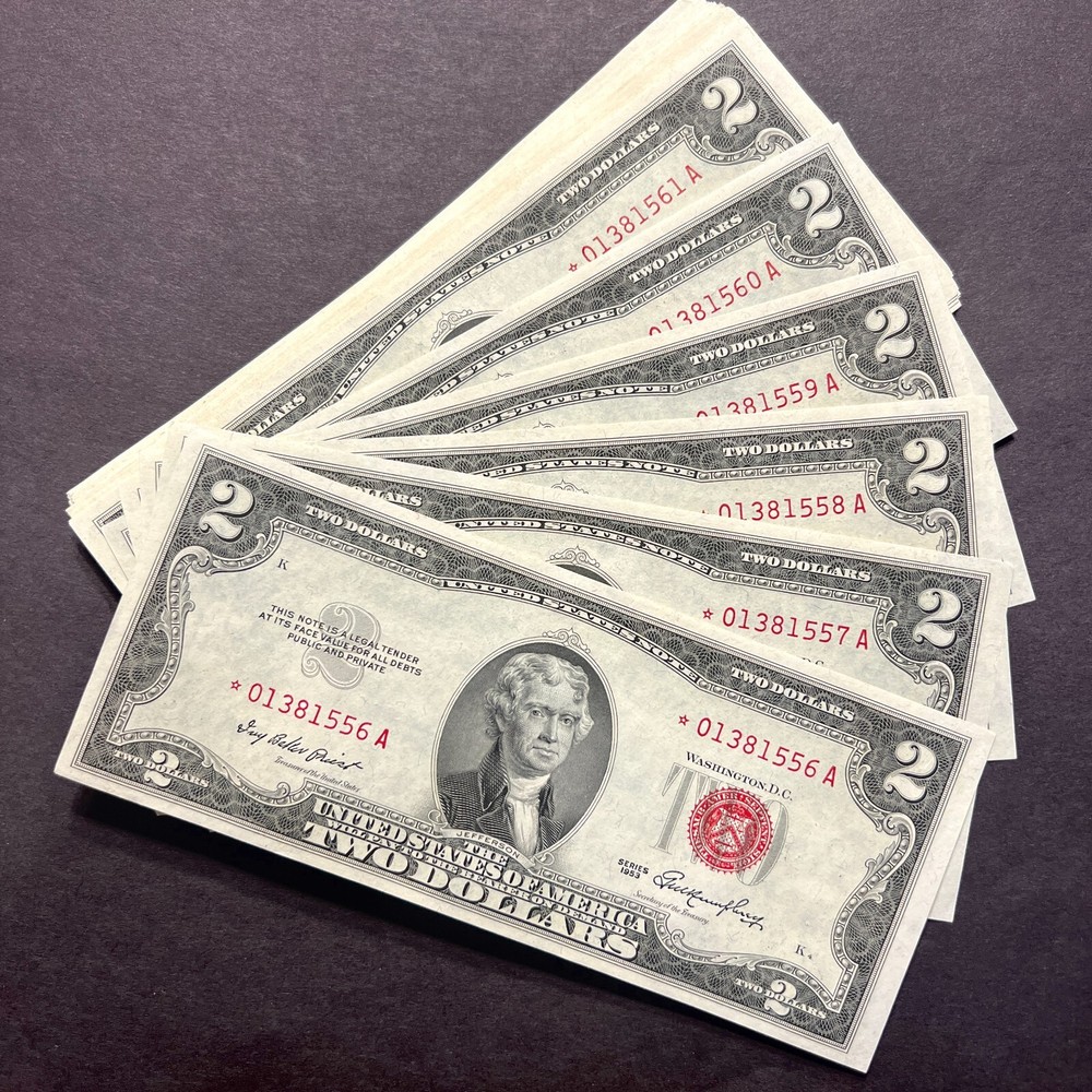 ✯ $2 Red Seal *STAR* Notes UNC ✯ Two Dollar Bill From CU Pack Consecutive✯
