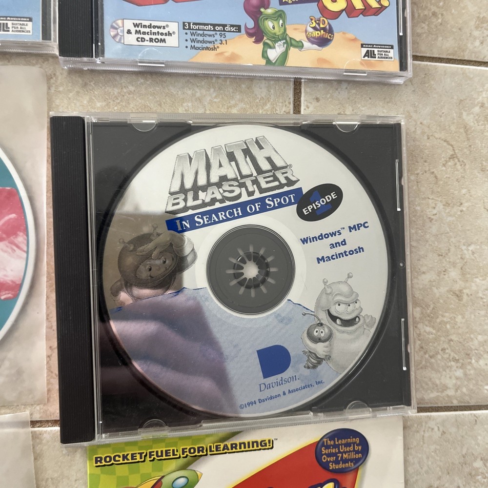 Math Blaster & Reading Blasters Games for PC CD Age 4-7, 4-11
