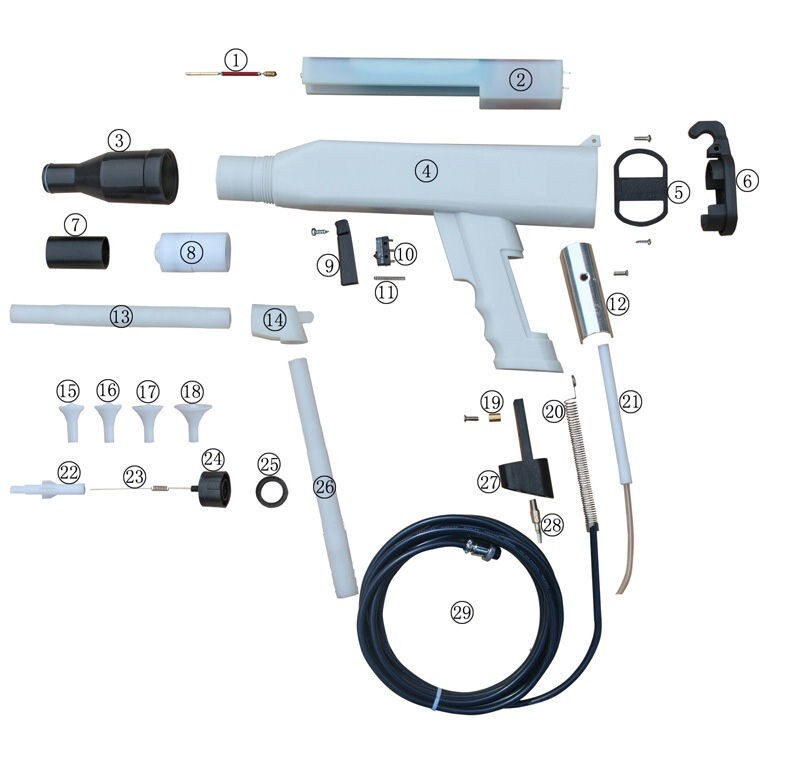 KCI Electrostatic Powder Spraying Gun HV cascade with Nozzle group 6m cable